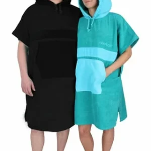 Brandneu 😀 Normani® Bademantel Surfer Poncho Schwarz 👏 14