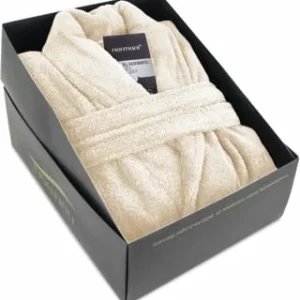 Bestes Angebot ⌛ Normani® Unisex Baumwoll-Bademantel 450 G/m² Flee Beige 😍 18