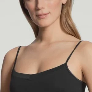 CALIDA Cate Unterhemd, Spaghetti-Träger, Satin, Uni, Für Damen Schwarz 14