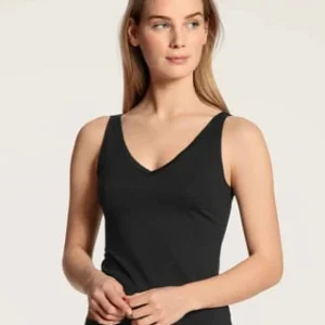 CALIDA Damen Tank-Top Mit V-Ausschnitt Cate Schwarz 10