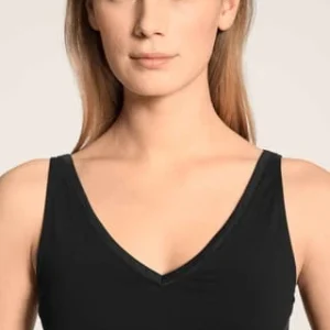 CALIDA Damen Tank-Top Mit V-Ausschnitt Cate Schwarz 16