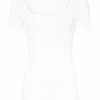 Billig 👍 HANRO Unterhemd, Baumwolle, Rundhalsausschnitt, Für Damen 0101/ WHITE ⌛ 22