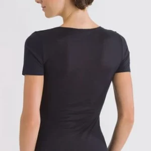 HANRO Unterhemd, Baumwolle, Rundhalsausschnitt, Für Damen 0019/ BLACK 12