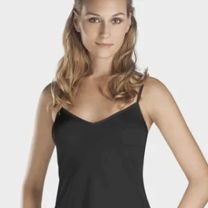 HANRO Satin Deluxe Top, Spaghetti-Träger, Uni, Für Damen 0019/ BLACK 8