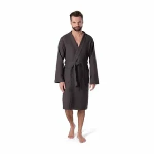 Bester Verkauf 🎉 MÖVE Bademantel Unisex Kimono Homewear Graphit – 843 Grau ⭐ 12