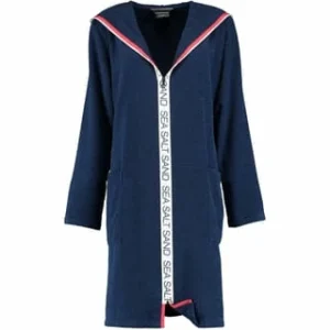 Brandneu 😍 Cawö Bademantel Damen Reißverschluss Mit Kapuze Sea Salt Sand 3101 Navy – 133 Blau 🤩 10