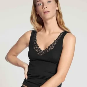 CALIDA Feminin Sense Top, Spitze, V-Ausschnitt, Für Damen 992 SCHWARZ 11